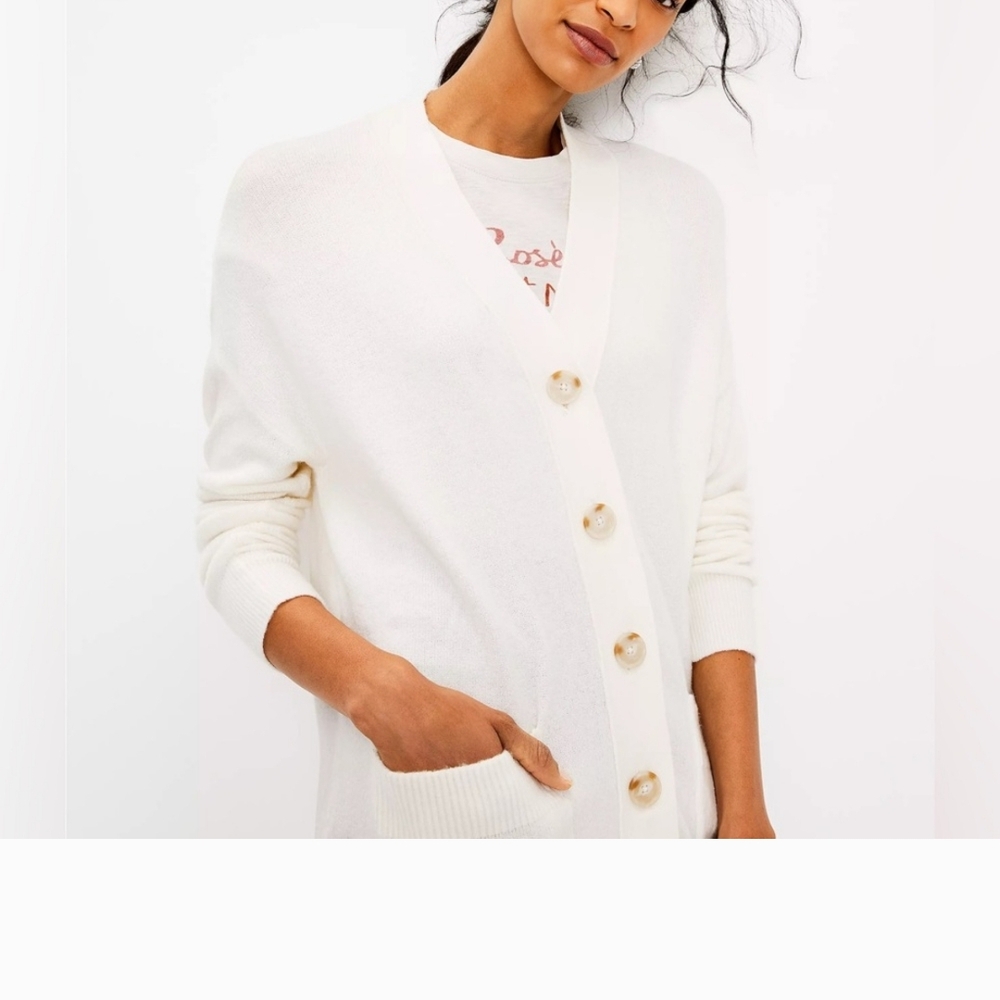 White Button-Up Cardigan - Picture 2 of 8
